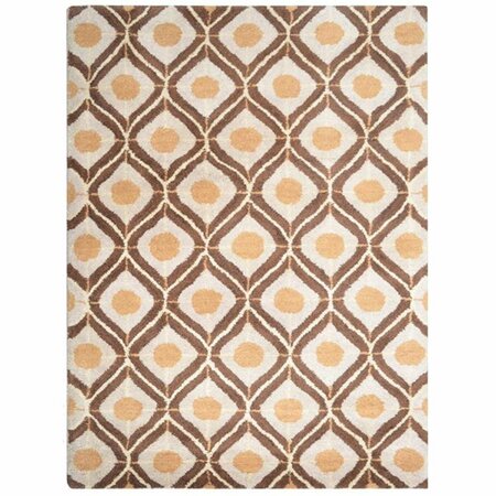 GLITZY RUGS 8 ft. x 11 ft. Hand Tufted Geometric Wool Area Rug, Beige & Brown UBSK00724T0104A16